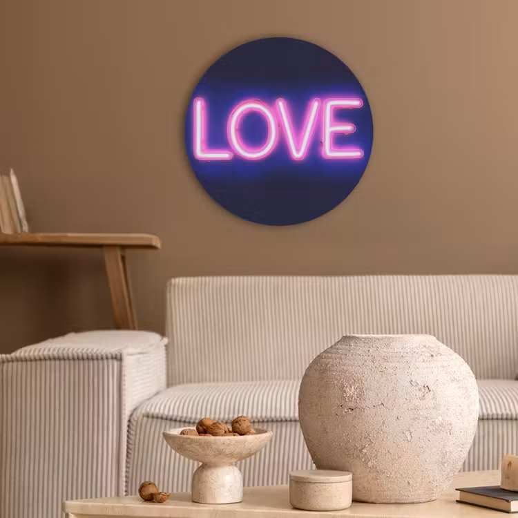 Neon - Love - Valentijn Akoestische PET Vilt - Rond klein -sfeer1