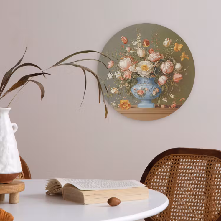 Neutral - Bloemen - Boeket - Vaas Akoestische PET Vilt - Rond klein -sfeer3