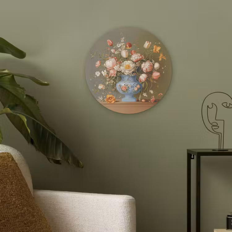 Neutral - Bloemen - Boeket - Vaas Akoestische PET Vilt - Rond klein -sfeer2