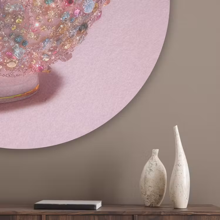 Noodles - Edelstenen - Stokjes - Roze Akoestische PET Vilt - Rond klein -sfeer5_closeup