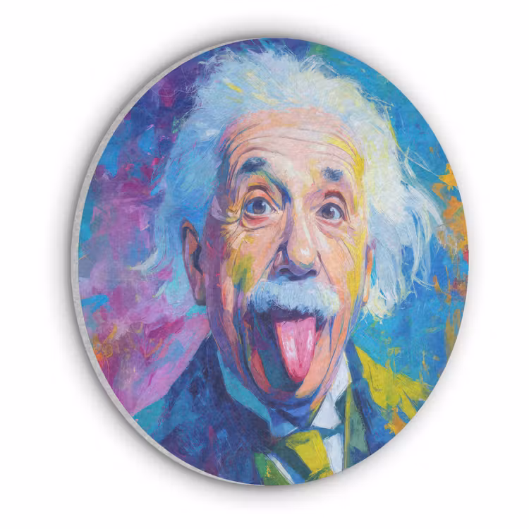 Oude man - Expressief - Kleurrijk Akoestische PET Vilt - Rond klein -3d