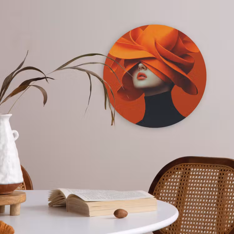 Oranje - Hoed - Vrouw Akoestische PET Vilt - Rond klein -sfeer3