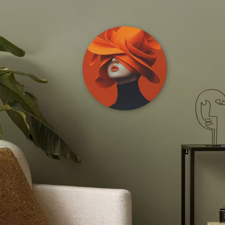 Oranje - Hoed - Vrouw Akoestische PET Vilt - Rond klein -sfeer2