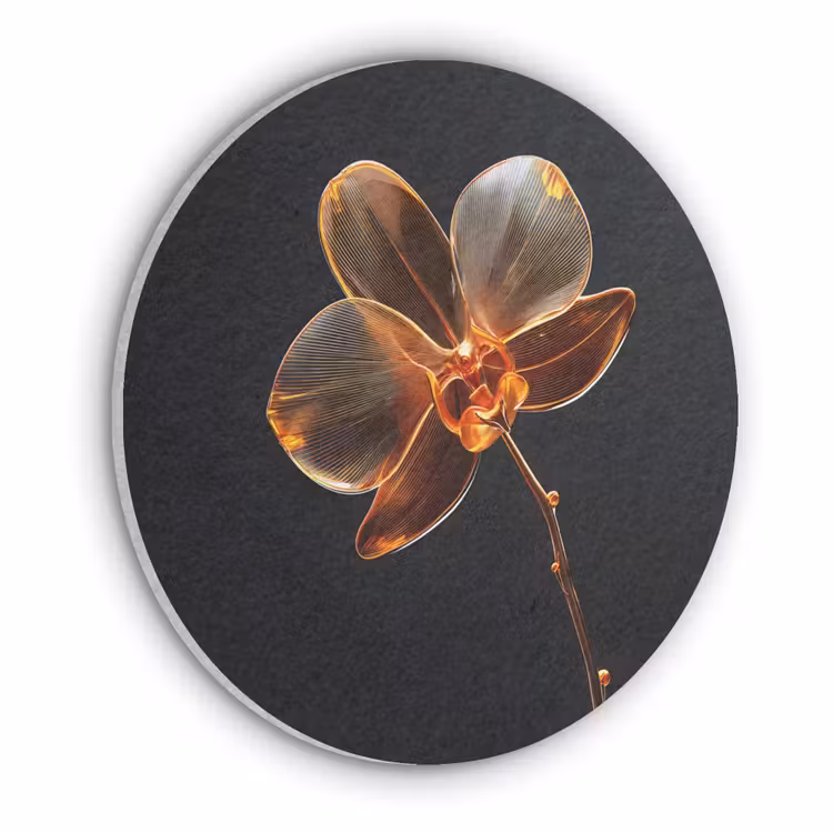 Orchidee - Doorzichtig - Bloem Akoestische PET Vilt - Rond klein -3d