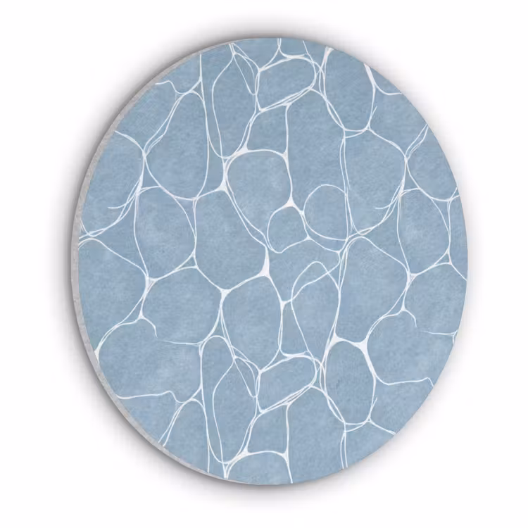 Organisch - Patroon - Blauw Akoestische PET Vilt - Rond klein 838 -3d