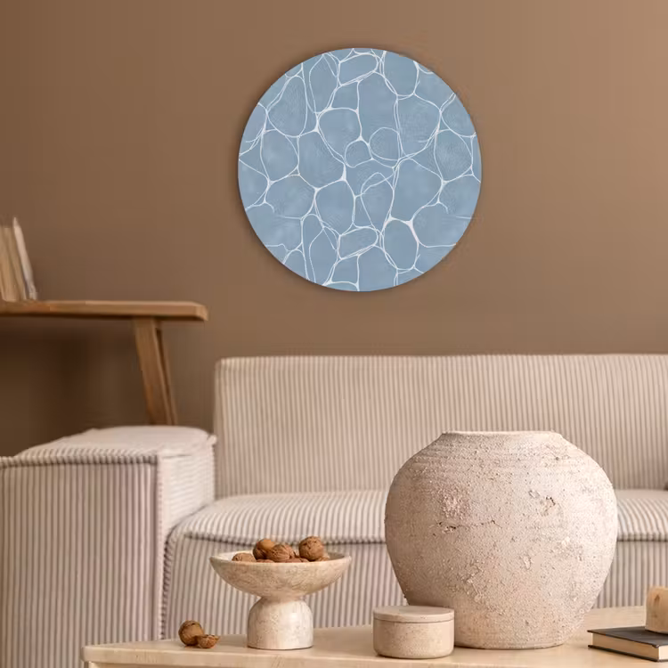 Organisch - Patroon - Blauw Akoestische PET Vilt - Rond klein 838 -sfeer1
