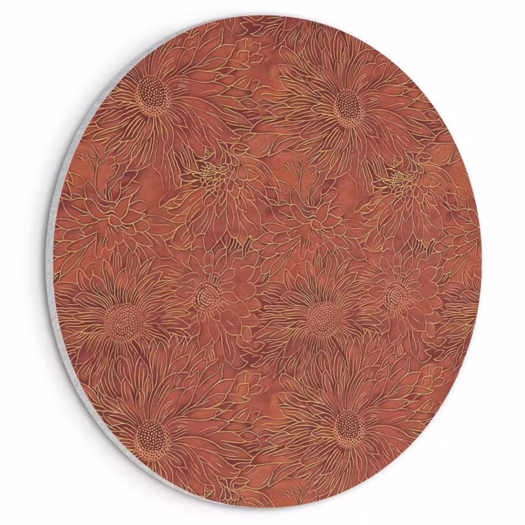 Oosters - Bloemen - Terracotta Akoestische PET Vilt - Rond klein 838 -3d