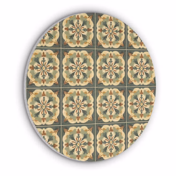 Ornament - Patroon - Groen Akoestische PET Vilt - Rond klein 838 -3d