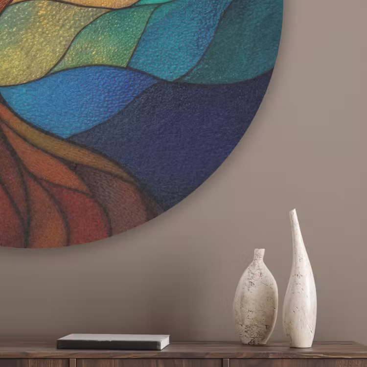 Sierglas - Boom - Rood - Vlakken Akoestische PET Vilt - Rond klein -sfeer5_closeup