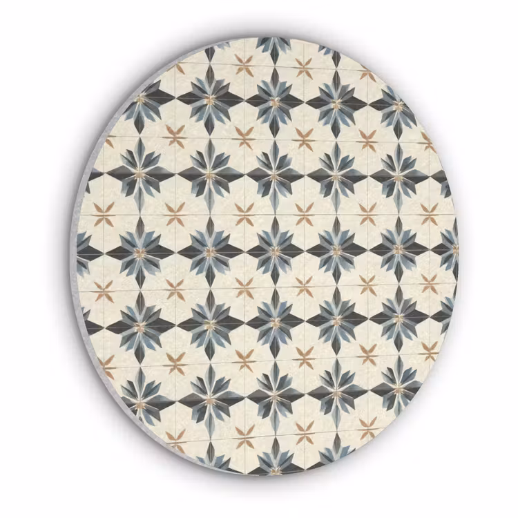 Sierlijk - Ornament - Blauw Akoestische PET Vilt - Rond klein 838 -3d