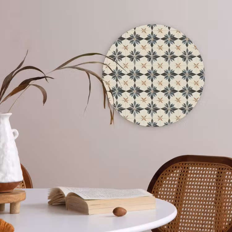 Sierlijk - Ornament - Blauw Akoestische PET Vilt - Rond klein 838 -sfeer3