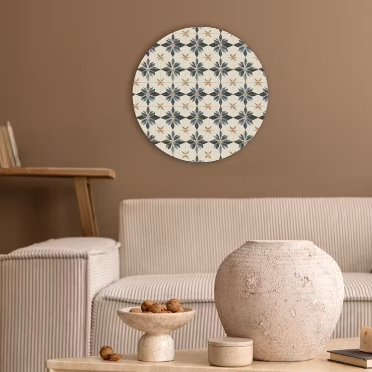 Sierlijk - Ornament - Blauw Akoestische PET Vilt - Rond klein 838 -sfeer1
