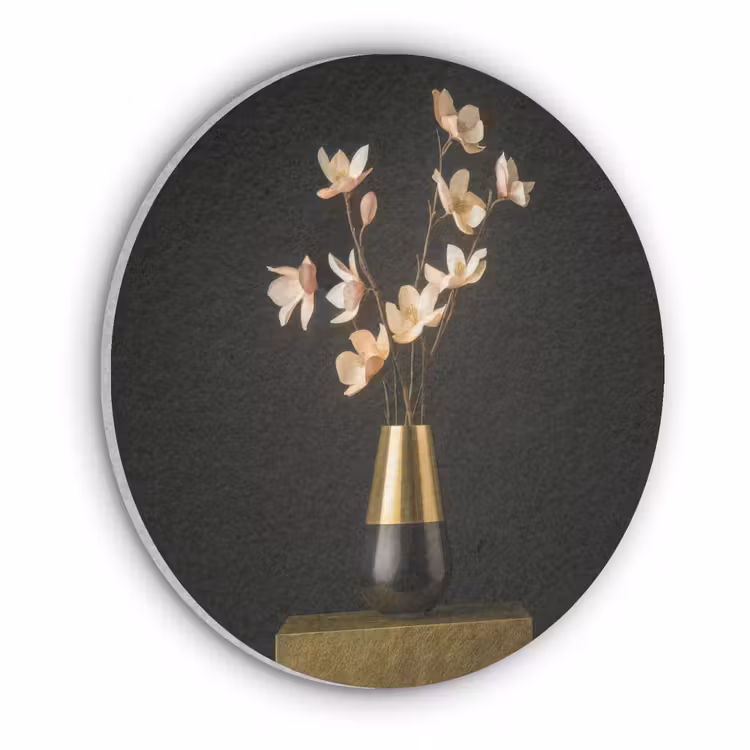 Sierlijk - Boeket - Goud - Vaas Akoestische PET Vilt - Rond klein -3d