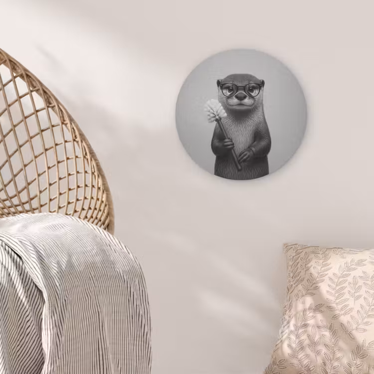 Otter - Wc-borstel - Bril - Zwart - Wit Akoestische PET Vilt - Rond klein -sfeer4