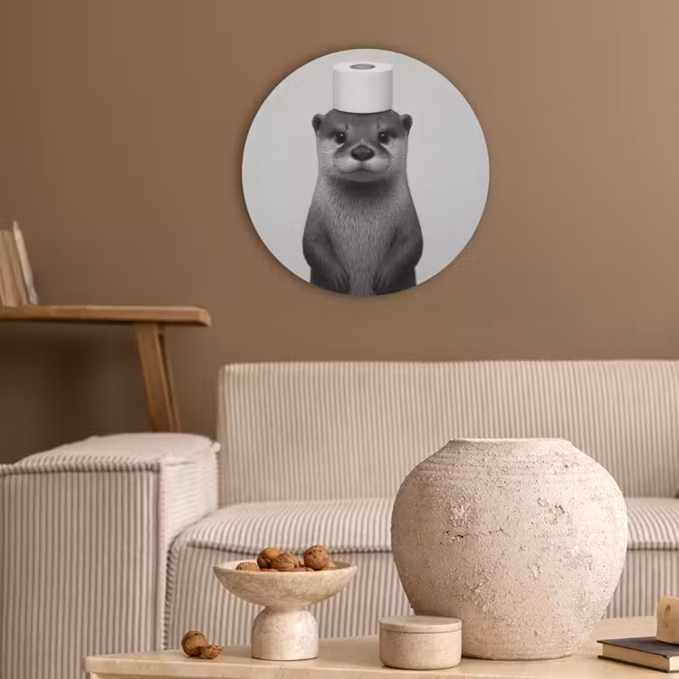 Otter - WC rol - Zwart - Wit Akoestische PET Vilt - Rond klein -sfeer1