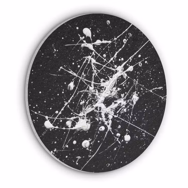Verfspatten - Wit - Abstract - Explosie Akoestische PET Vilt - Rond klein -3d