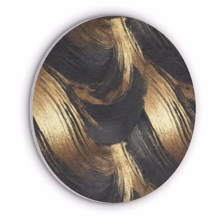 Verfstreken - Abstract - Goud - Zwart Akoestische PET Vilt - Rond klein 838 -3d