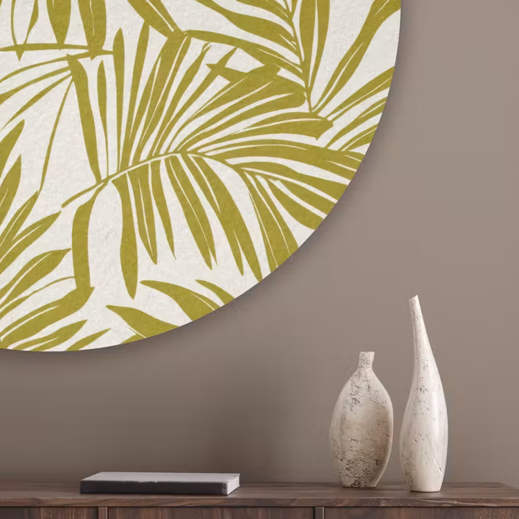 Palmblad - Patroon - Groen Akoestische PET Vilt - Rond klein 838 -sfeer5_closeup