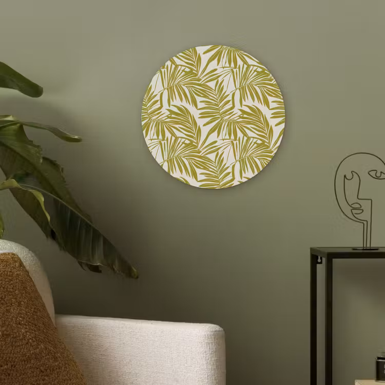 Palmblad - Patroon - Groen Akoestische PET Vilt - Rond klein 838 -sfeer2