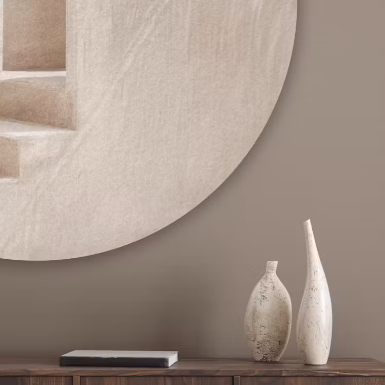 Palmboom - Schaduw - Trap - Beige Akoestische PET Vilt - Rond klein -sfeer5_closeup