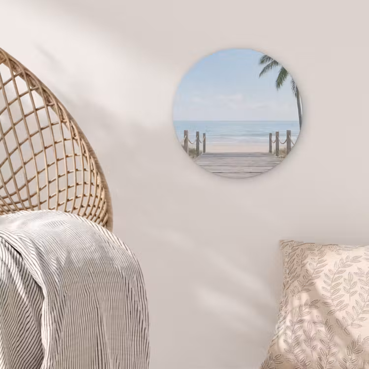 Palmbomen - Pad - Horizon Akoestische PET Vilt - Rond klein -sfeer4
