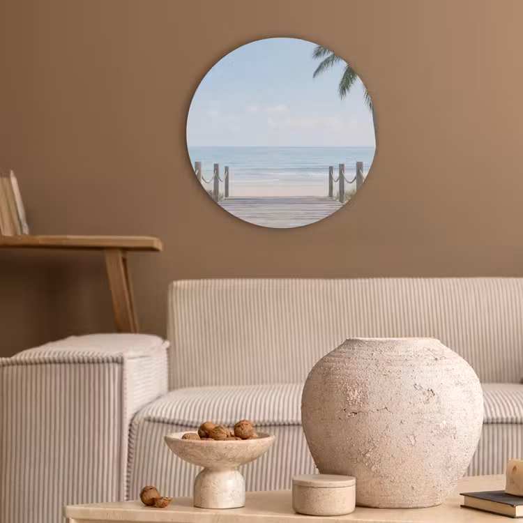 Palmbomen - Pad - Horizon Akoestische PET Vilt - Rond klein -sfeer1