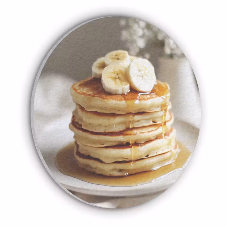 Pannenkoeken - Banaan - Siroop - Wit - Beige Akoestische PET Vilt - Rond klein -3d