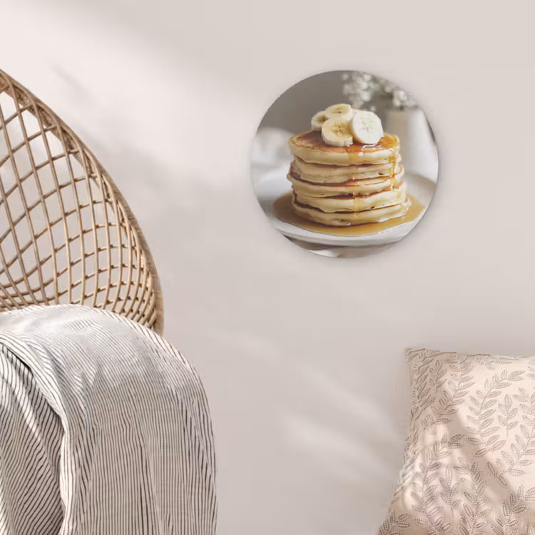 Pannenkoeken - Banaan - Siroop - Wit - Beige Akoestische PET Vilt - Rond klein -sfeer4