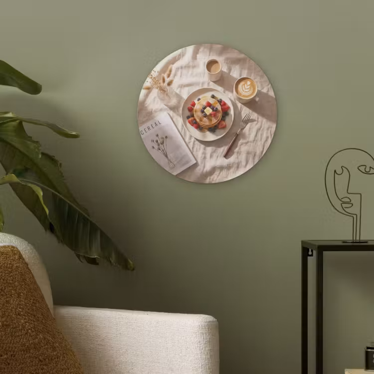 Pannenkoeken - Bessen - Ontbijt - Modern - Beige Akoestische PET Vilt - Rond klein -sfeer2