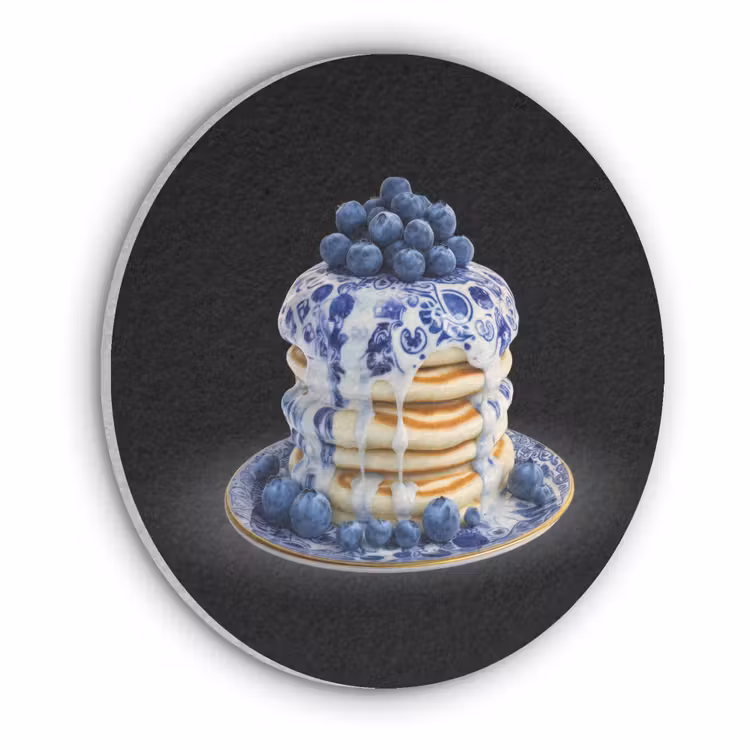 Pannenkoeken - Blauwe Bessen - Bord Akoestische PET Vilt - Rond klein -3d