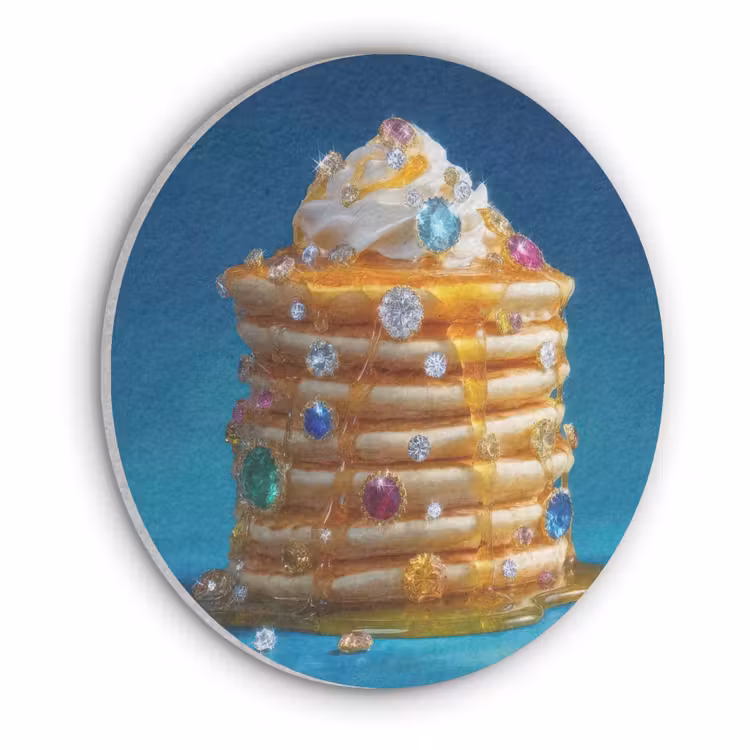 Pannenkoeken - Steentjes - Glitter - Slagroom Akoestische PET Vilt - Rond klein -3d
