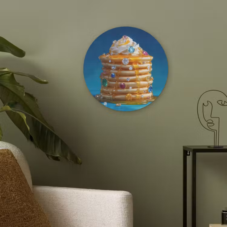 Pannenkoeken - Steentjes - Glitter - Slagroom Akoestische PET Vilt - Rond klein -sfeer2