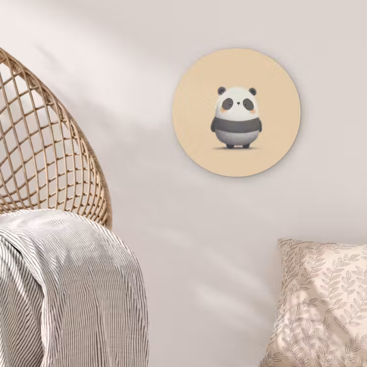 Panda - Beige - Minimalistisch Akoestische PET Vilt - Rond klein -sfeer4