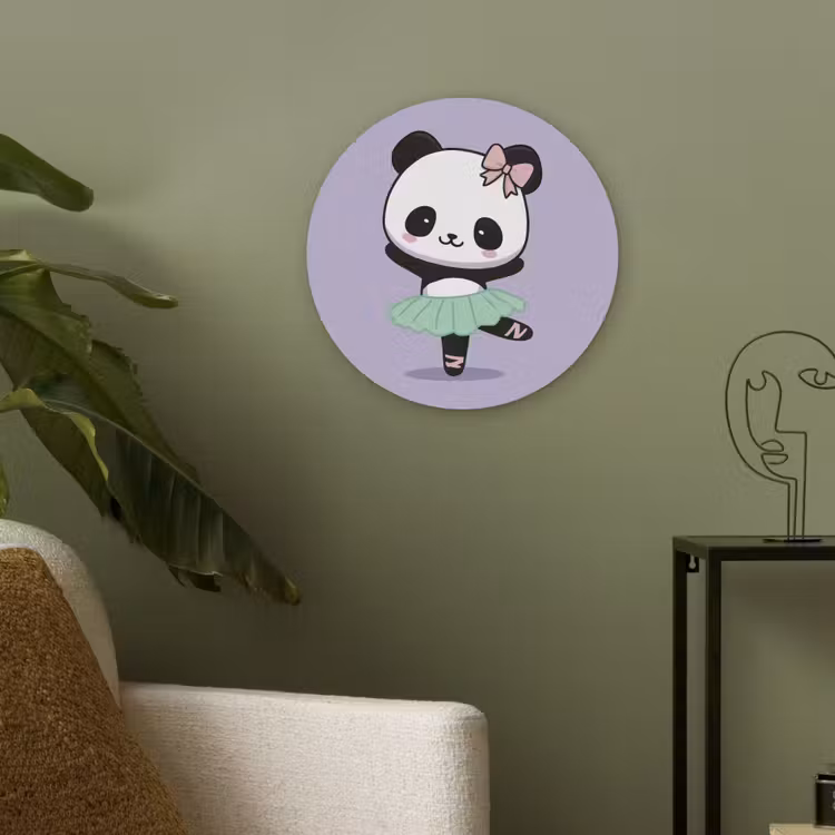 Panda - Paars - Sierlijk - Kawaii Akoestische PET Vilt - Rond klein -sfeer2