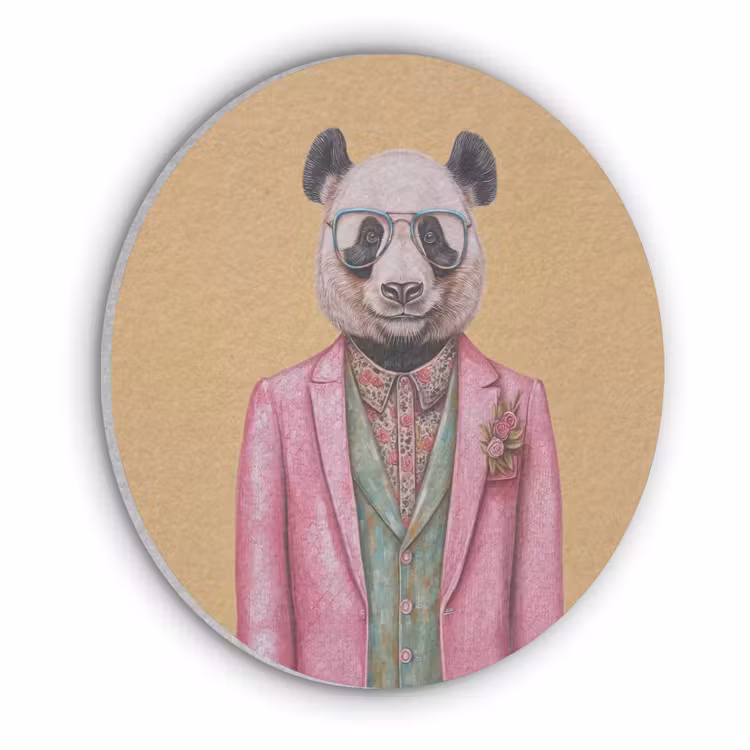 Panda - Pak - Zonnebril - Blauw Akoestische PET Vilt - Rond klein -3d