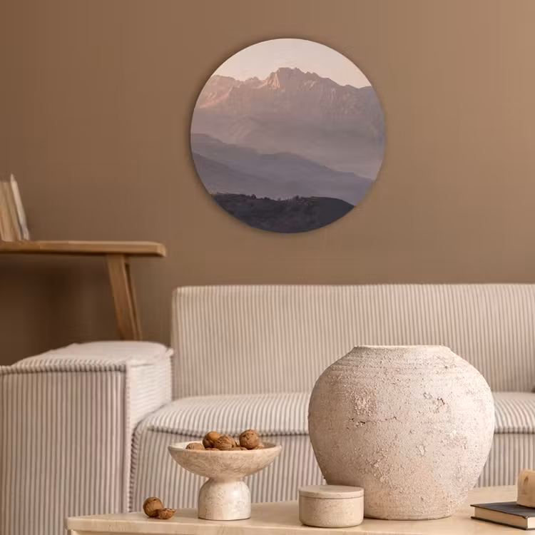 Panorama - Landschap - Bergen Akoestische PET Vilt - Rond klein -sfeer1