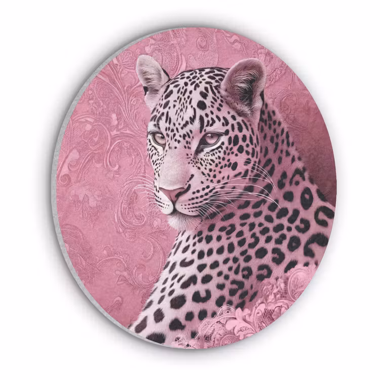 Panter - Luxe - Roze Akoestische PET Vilt - Rond klein -3d