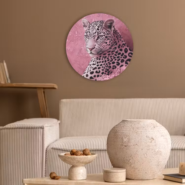 Panter - Luxe - Roze Akoestische PET Vilt - Rond klein -sfeer1
