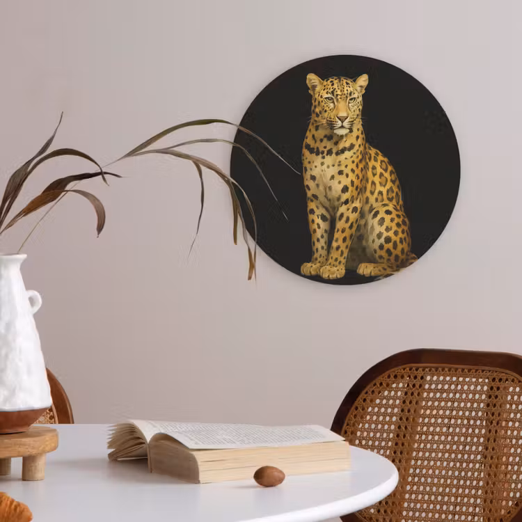Panter - Realistisch - Bruin Akoestische PET Vilt - Rond klein -sfeer3