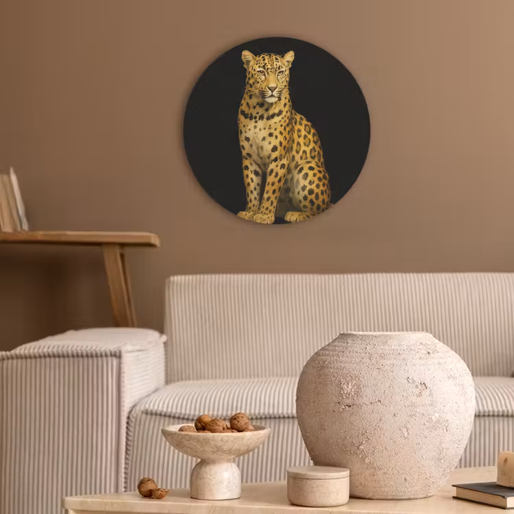 Panter - Realistisch - Bruin Akoestische PET Vilt - Rond klein -sfeer1