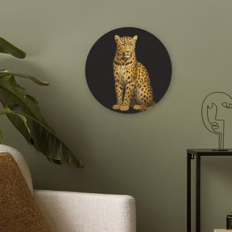 Panter - Realistisch - Bruin Akoestische PET Vilt - Rond klein -sfeer2