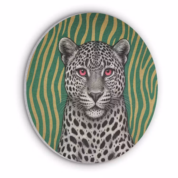 Panter - Zebrapatroon - Groen Akoestische PET Vilt - Rond klein -3d
