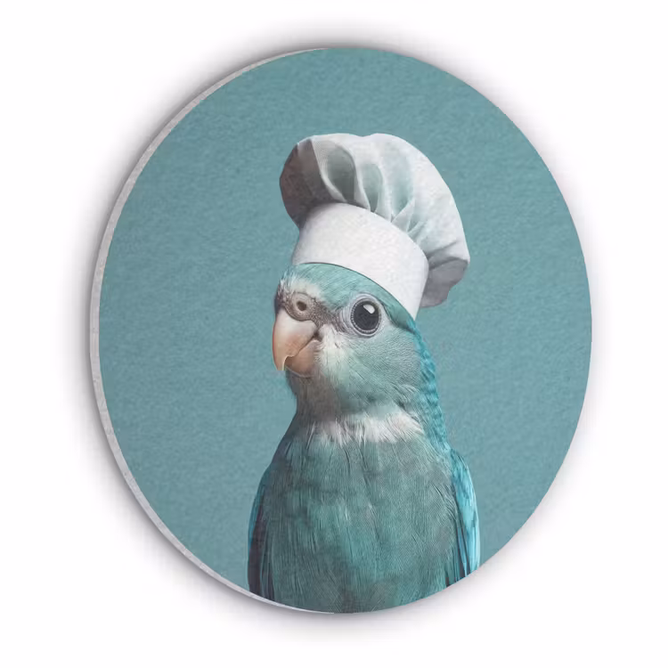 Parkiet - Vogel - Koksmuts - Cute Akoestische PET Vilt - Rond klein -3d