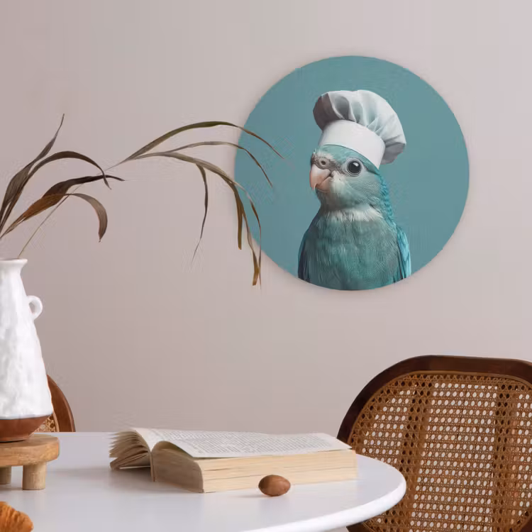 Parkiet - Vogel - Koksmuts - Cute Akoestische PET Vilt - Rond klein -sfeer3