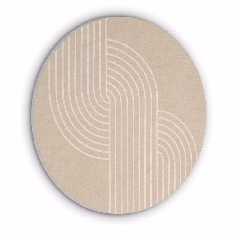 Parallelle lijnen - Lichte textuur - Beige Akoestische PET Vilt - Rond klein -3d