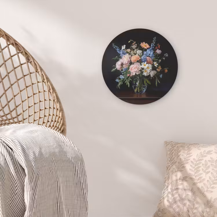 Pastel - Bloemen - Glazen - Vaas Akoestische PET Vilt - Rond klein -sfeer4
