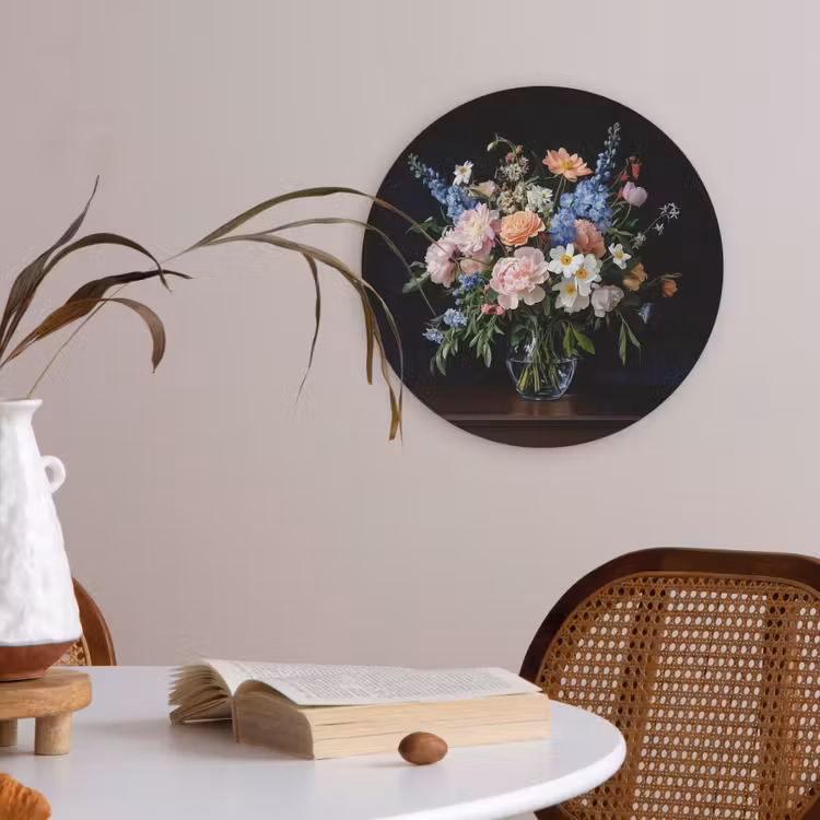 Pastel - Bloemen - Glazen - Vaas Akoestische PET Vilt - Rond klein -sfeer3