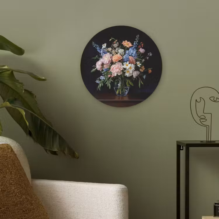 Pastel - Bloemen - Glazen - Vaas Akoestische PET Vilt - Rond klein -sfeer2