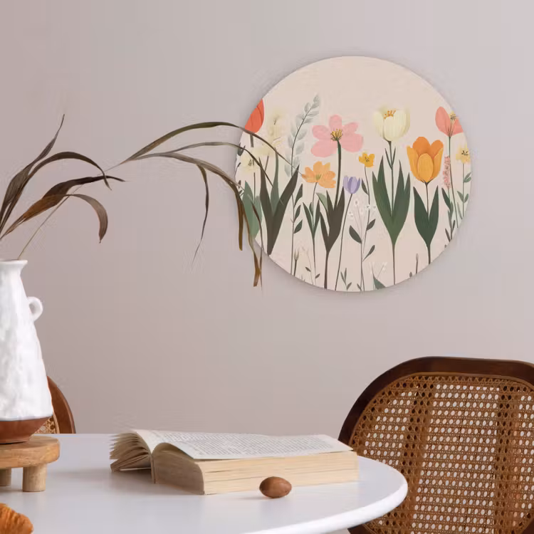 Pasteltinten - Bloemen - Illustratie Akoestische PET Vilt - Rond klein -sfeer3