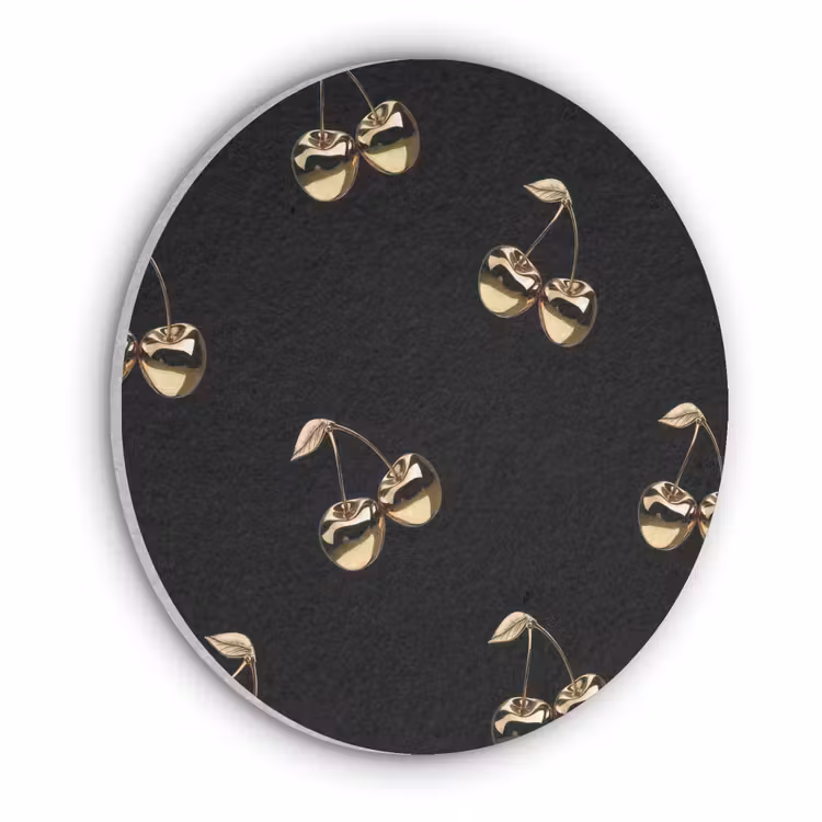 Patroon - Kersen - Goud - Chrome Akoestische PET Vilt - Rond klein -3d
